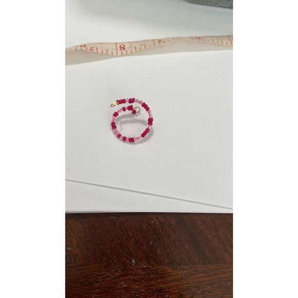 pink beaded ring gold tone - Picture 4 of 5